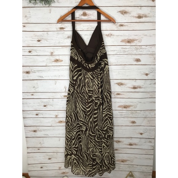 ZEBRA V NECK HALTER TOP MAXI DRESS - Picture 2 of 5